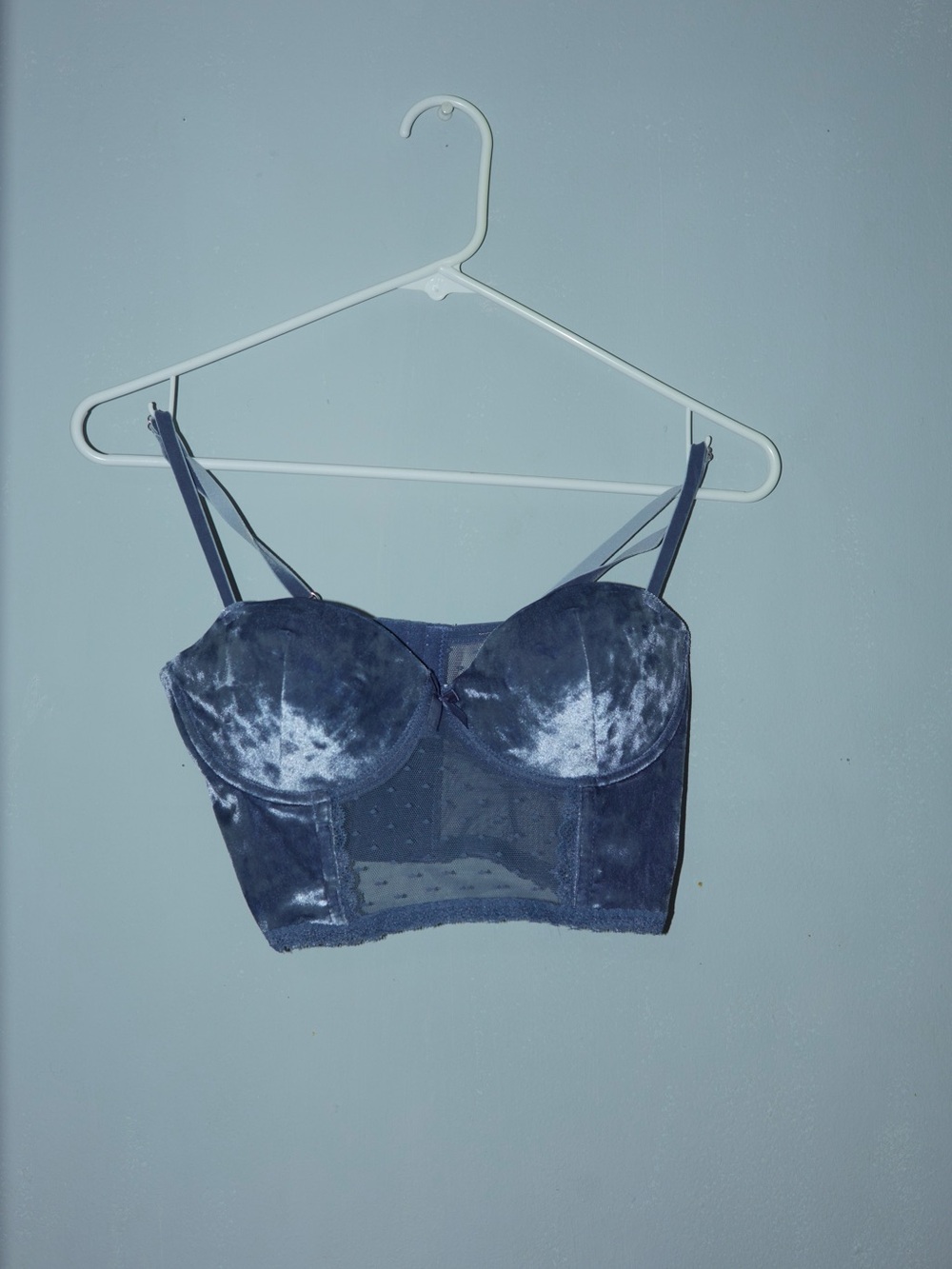 Forever 21 Blue Velvet Longline Crop Bustier